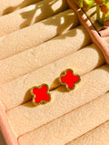 Fourleaf Clover Earrings Red  | Jewelry Online | Jewelry Store