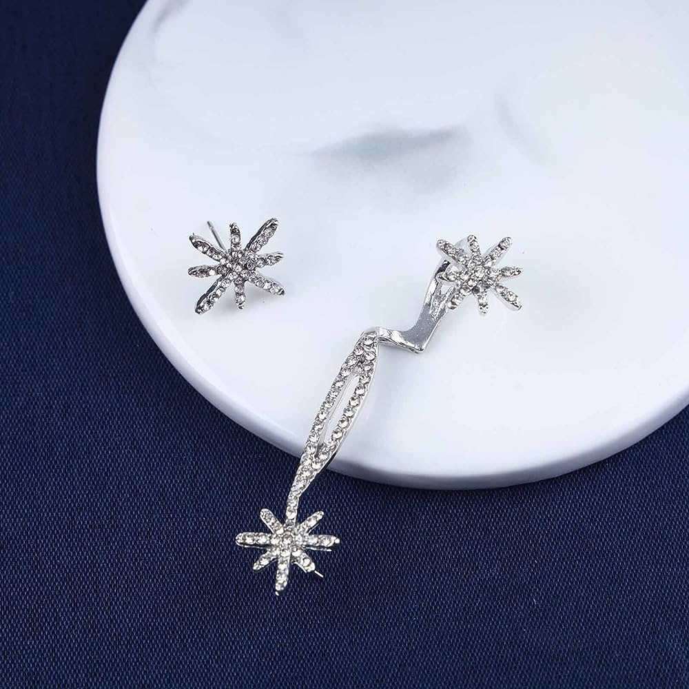 earrings for girls | Crystal star Snowflake Ear cuff - Crazy Women