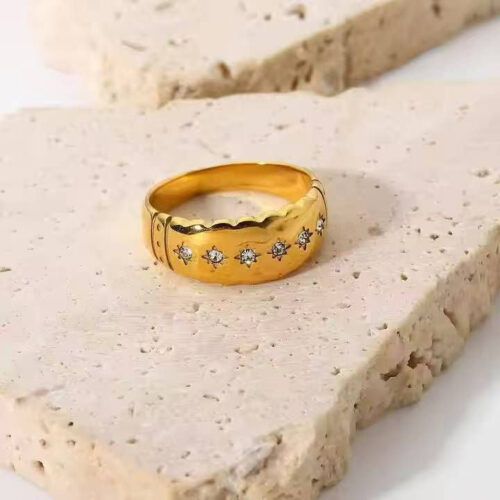 Chunky zircon Gold Plated  Ring - Buy Online Pakistan | Crazy Women