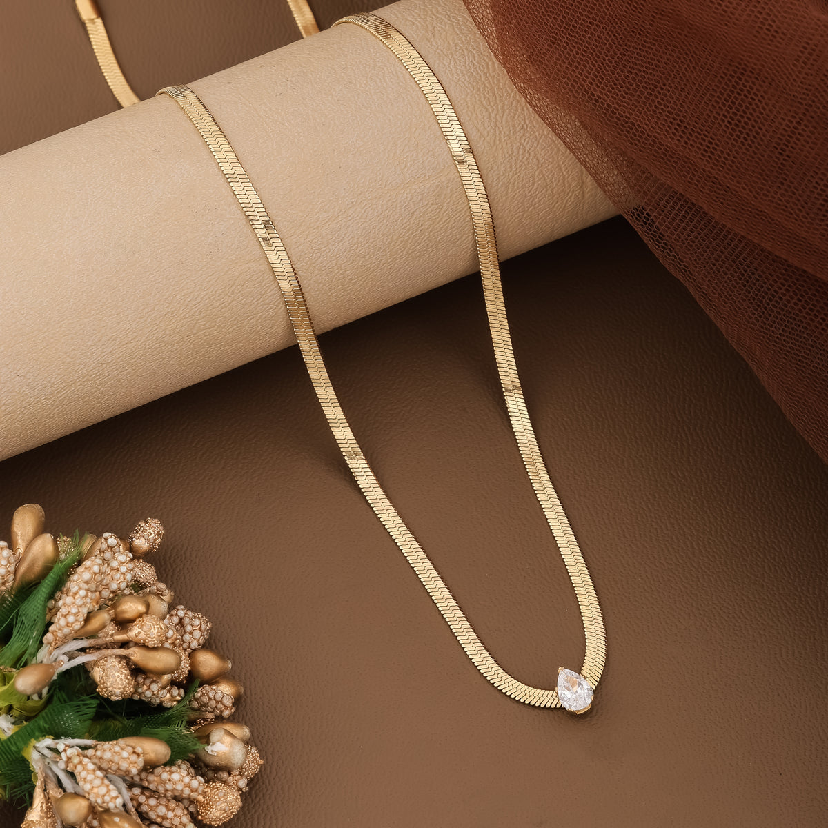Mini Pear Snake Necklace | Gold Plated Necklace Pakistan