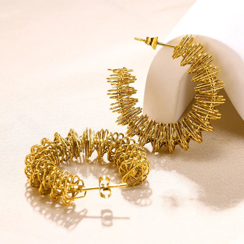 Wire Branches Hoops | Gold Plated Earrings Pakistan