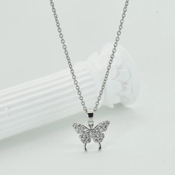 Luxurious Titanium Silver Butterfly Zircon Necklace - Buy Online Pakistan | Crazy Women