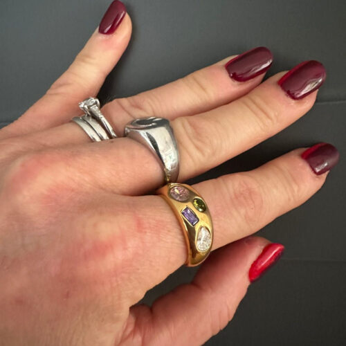 Chunky Gold Plated Zircon Ring - Buy Online Pakistan | Crazy Women
