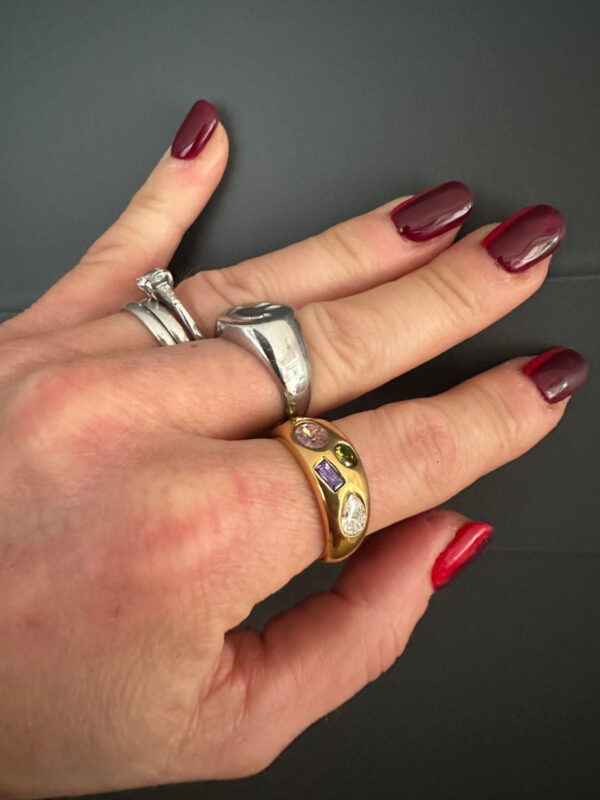 Chunky Gold Plated Zircon Ring - Buy Online Pakistan | Crazy Women
