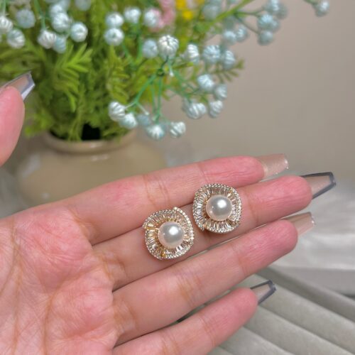 Rose pearl zircon earrings - Buy Online Pakistan | Crazy Women
