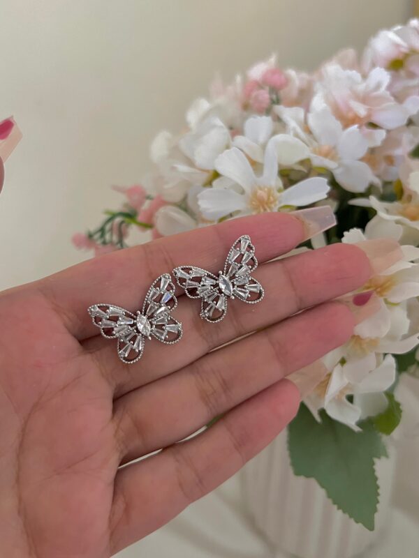 Luxurious Silver Zircon Butterfly Earrings - Buy Online Pakistan | Crazy Women