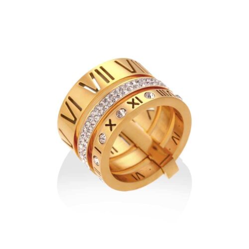 18k Gold Plated Triple Tier Zircon Ring - Buy Online Pakistan | Crazy Women