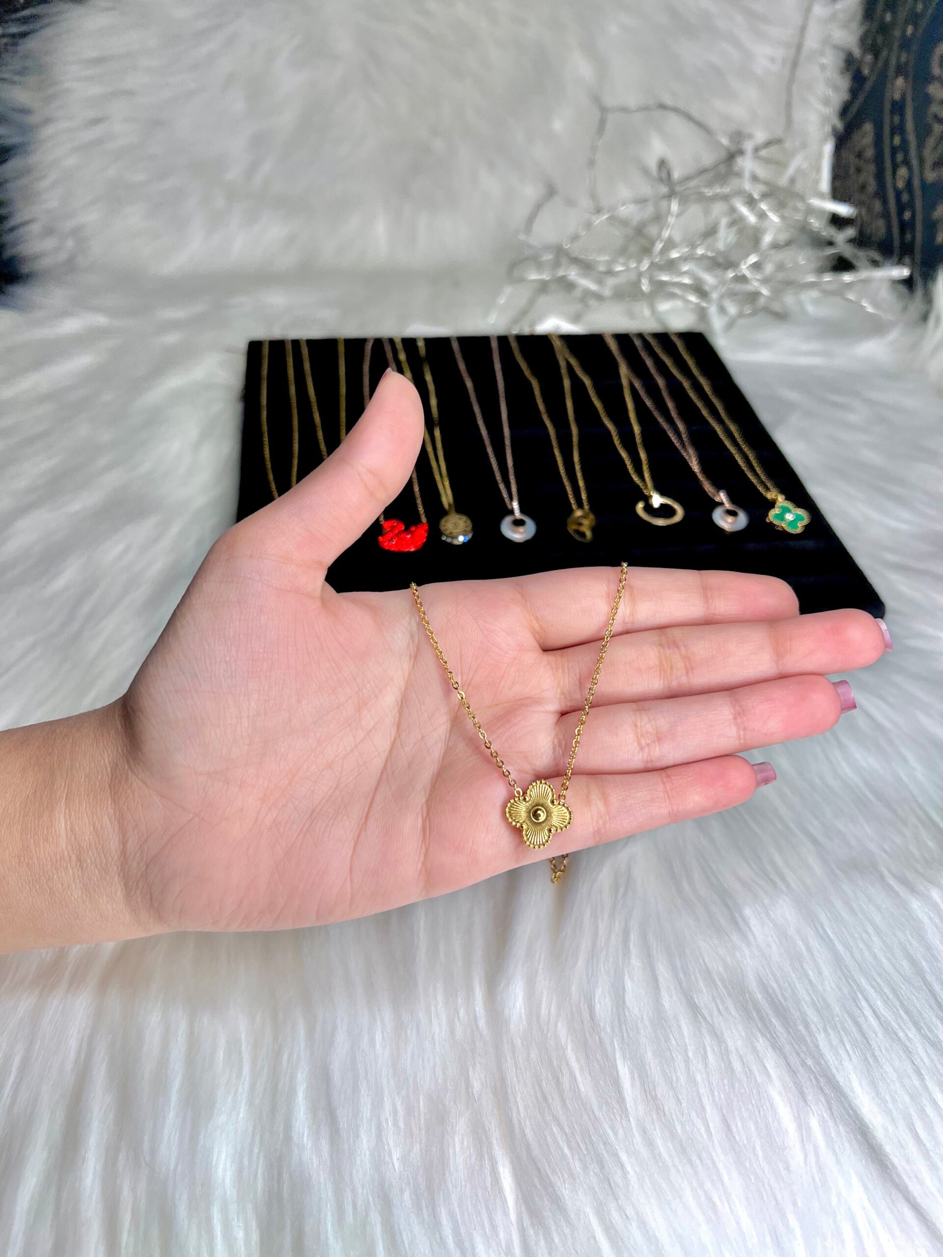 Golden Vancleef Necklace | Gold Plated Necklace Pakistan