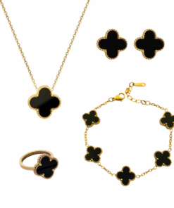 Premium Clover 4 pcs Complete Set (Adjustable Ring) | Jewellery Set Pakistan