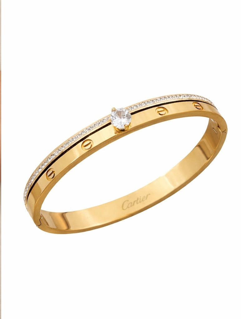 Cartier Center Stoned Bangle | Gold Plated Bracelet Pakistan