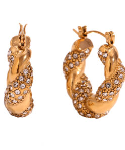 Donna Crystal Twisted Earring | Gold Plated Earrings Pakistan
