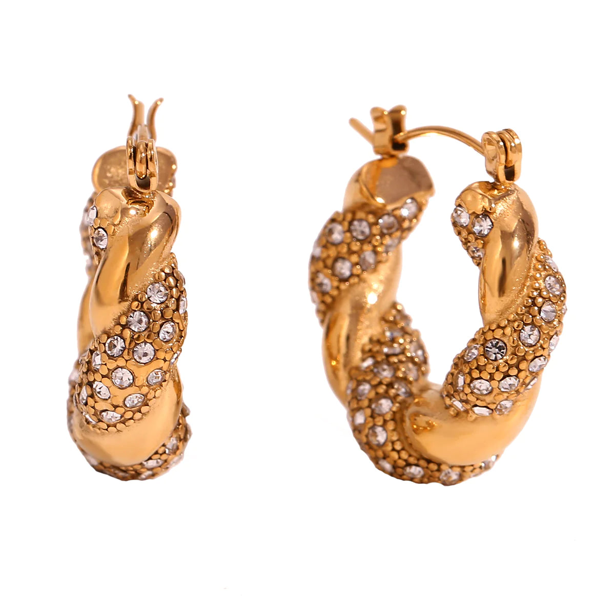 Donna Crystal Twisted Earring | Gold Plated Earrings Pakistan