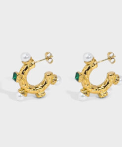 Pearl Green Earring | Gold Plated Earrings Pakistan