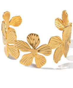 Floral Golden Bangle Adjustable | Gold Plated Bracelet Pakistan