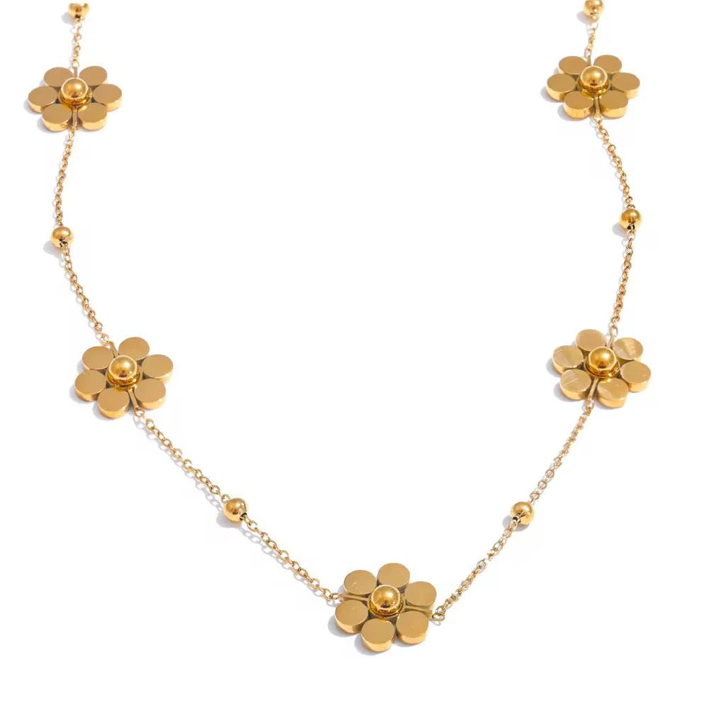 Daisy Flower Necklace | Gold Plated Necklace Pakistan