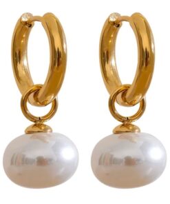 Pearl Round Drop Earrings | Gold Plated Earrings Pakistan