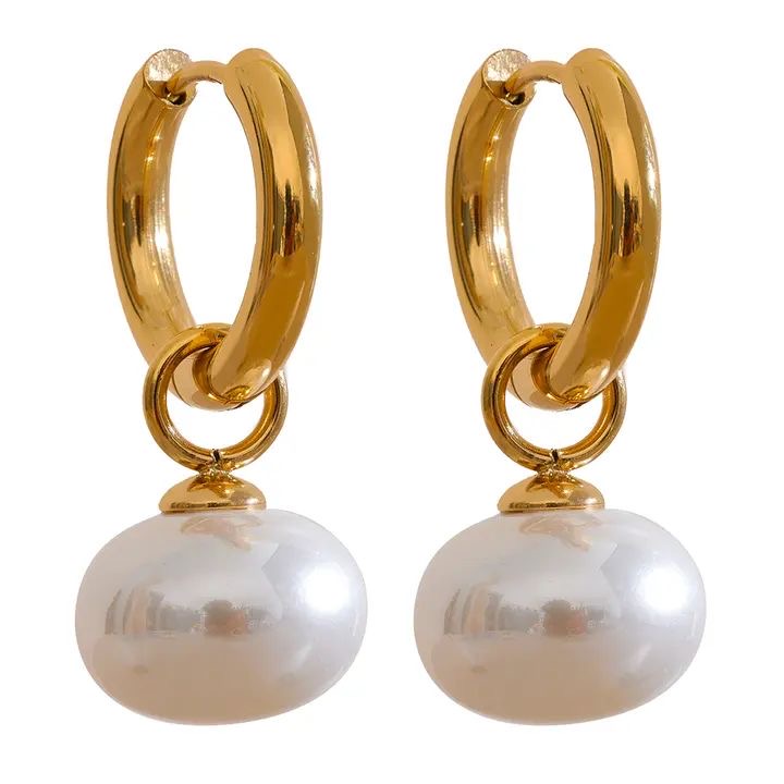Pearl Round Drop Earrings | Gold Plated Earrings Pakistan