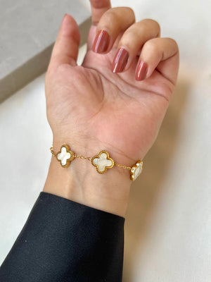 White Clover Bracelet | Gold Plated Bracelet Pakistan