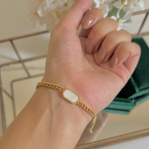 18k Gold Plated White Bar Chain Bracelet - Buy Online Pakistan | Crazy Women