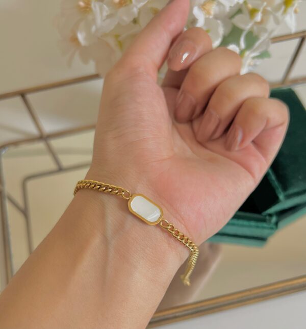 18k Gold Plated White Bar Chain Bracelet - Buy Online Pakistan | Crazy Women