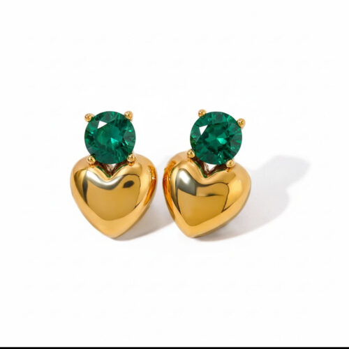 E9B94E49-599E-41DA-9727-4C43CDFD5BD2 Pretty Heart Green Zircon Earrings - Buy Online Pakistan | Crazy Women