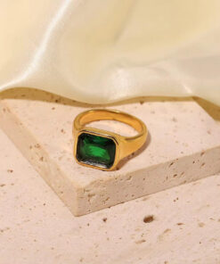 Green Big Stone Ring | Adjustable Ring Pakistan