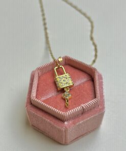 Luxurious Design Zircon Titanium Steel Small Lock Necklace - Buy Online Pakistan | Crazy Women