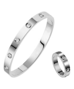 Silver Diamond Love Bracelet & Ring Set | Jewellery Set Pakistan