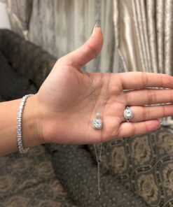 Premium Diamond Silver Set (Adjustable Ring) | Jewellery Set Pakistan