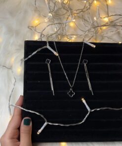 Silver Vancleef Earrings & Necklace | Jewellery Set Pakistan
