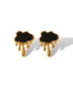Meltdown Studs - Black | Gold Plated Earrings Pakistan