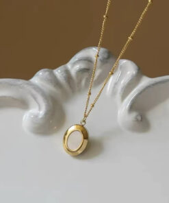 White Oval Necklace | Gold Plated Necklace Pakistan