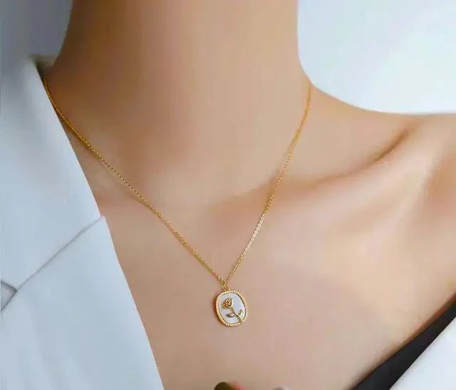 Vintage Rose Necklace | Gold Plated Necklace Pakistan
