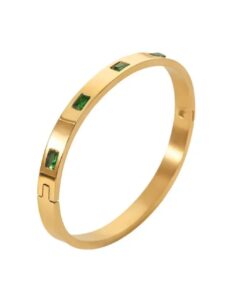 Green Stoned Bangle | Gold Plated Bracelet Pakistan