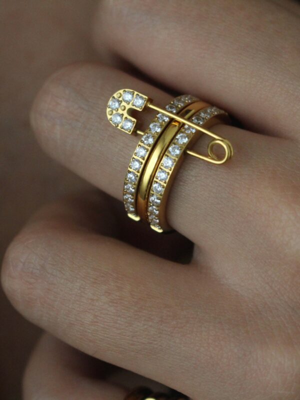 Triple Layer Stacked Ring-Stainless Steel With Sparkling Pin - Buy Online Pakistan | Crazy Women