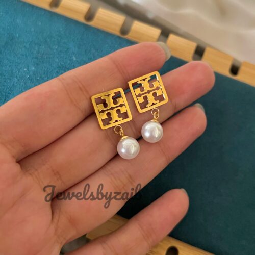 IMG_5303 Square tory pearl earrings - Buy Online Pakistan | Crazy Women