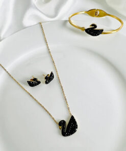 Stainless Swan Bangle, Earring And Necklace Set | Jewellery Set Pakistan