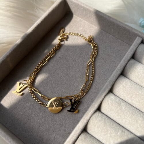 Stainless steel double layer lv chain bracelet - Buy Online Pakistan | Crazy Women
