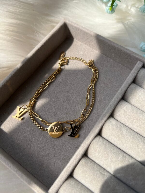 Stainless steel double layer lv chain bracelet - Buy Online Pakistan | Crazy Women